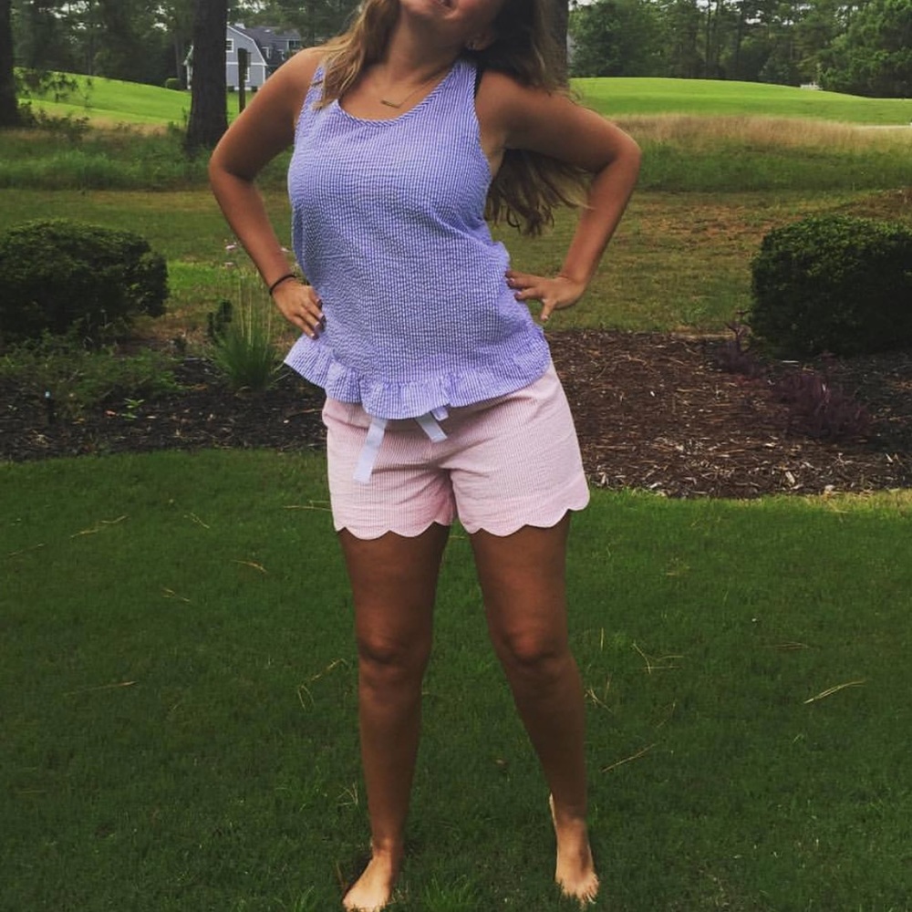 Seersucker Ruffle Tank